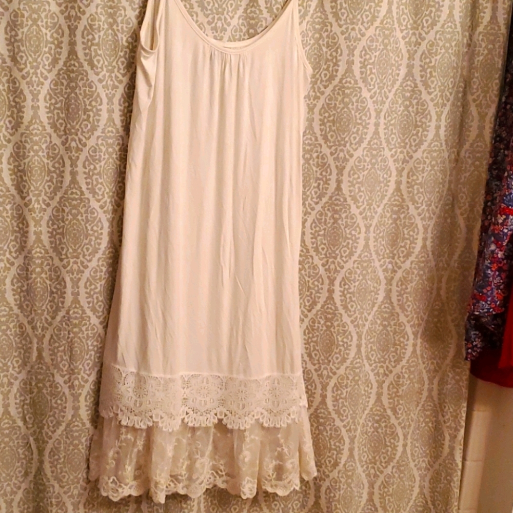 Soft, gorgeous lace trimmed tunic or dress